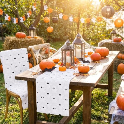 Ghost Table Runner Faux Fur Plush Fabric Halloween Decoration - 13x48 Inch