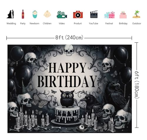 Halloween Photography Backdrop 8x6FT Gothic Style Birthday Banner