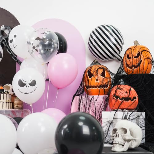 Pink and Black Halloween Balloons with Bat and Ghost Prints - Variation: Black Pink White