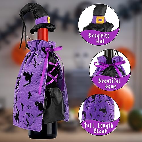Modern Witch Halloween Wine Bottle Cover 2PCS - Spooky Party Table Decor
