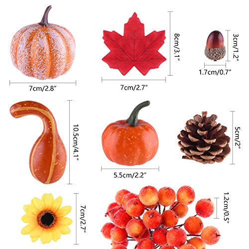 156 Pcs Autumn Mini Pumpkins Pine Cones Fall Thanksgiving Decorations Set - DIY Fall Decor