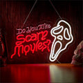 Do You Like Scary Movies Neon Sign - White Read Movie Wall Decor, Horror Theme
