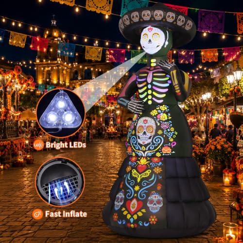 Halloween Inflatable Ghost Bride with LED Lights, 7.2ft Outdoor Yard Decor