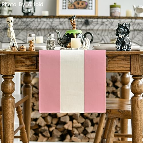 Pink White Stripes Table Runner 13x72 Inch Christmas Holiday Home Decor
