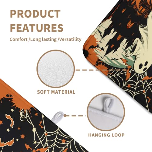 Halloween Ghost Skeleton Dish Drying Mat 18x24 Inch for Kitchen Counter - Spooky Fall Design