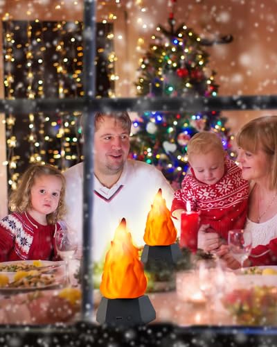2PCS Rechargeable Fake Fire Lamp LED Night Lights with Flickering Flames, 3 Modes for Indoor & Outdoor Decor
