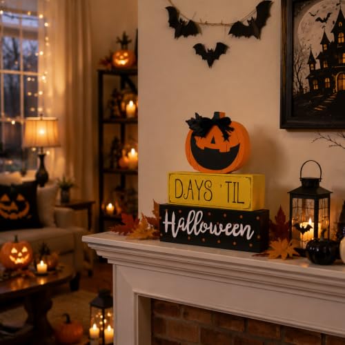 Halloween Indoor Decor Sign - Days 'Til Halloween Pumpkin Table Centerpiece
