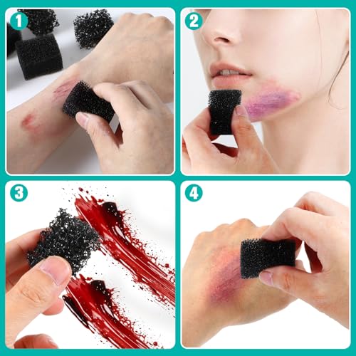 12-Piece Special Effects Makeup Sponges for Wounds, Beards & Texture