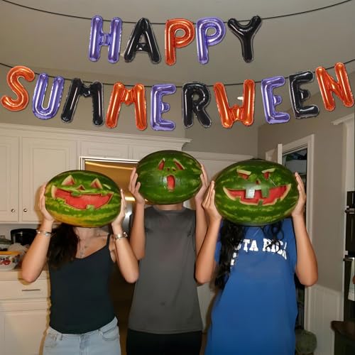Summerween Balloons Banner - Tropical Beach Party Decorations, 16 Inch Letter Balloons