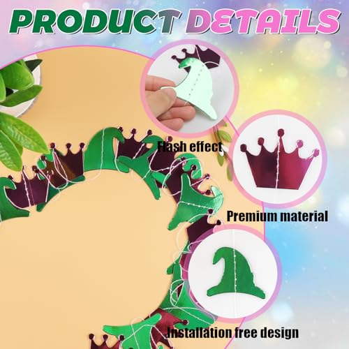 6pcs Witch and Crown Streamers Halloween Party Decorations, Reusable Foil Backdrop