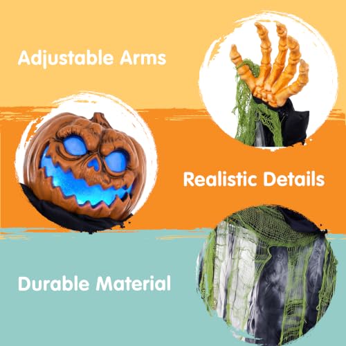 72-Inch Halloween Animatronic Ghost Pumpkin Decor with Sound-Activated Features for Outdoor Yard and Garden