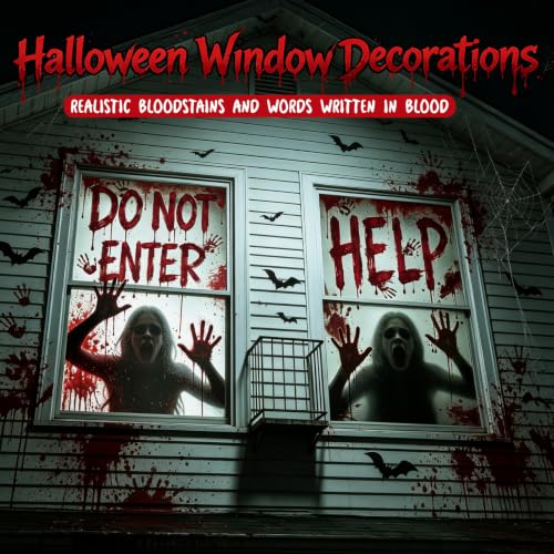 Red Bloody Halloween Window Cover - Creepy Haunted House Decor, 47.2 x 31.5 Inch, 2 Pack