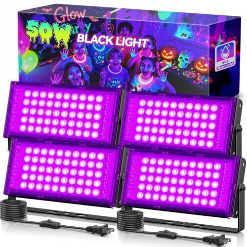4 Pack 50W LED Black Light Floodlights Waterproof for Glow Party Halloween - Variation 4