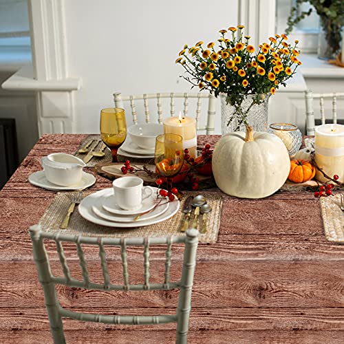 Wood Grain Tablecloths Set of 3 - Rustic Plastic Rectangular Cover for Parties