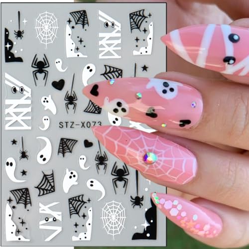 Halloween Nail Stickers Set 6 Sheets Ghost Spider Web Decals Halloween Style 1