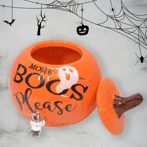 Halloween Pumpkin Ceramic Beverage Dispenser with Spigot - 11 Inch