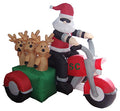 Lighted Christmas Inflatable Santa & Reindeer on Motorcycle - 5 Ft Yard Decor