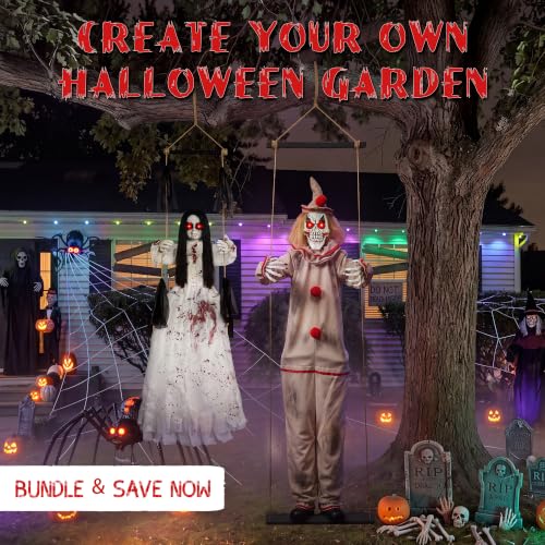 Outdoor Hanging Halloween Decorations with Sound and Fright Features - 4.4FT Swinging Girl