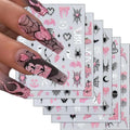 Halloween Nail Art Stickers Set - 6 Sheets Glitter Spider Skull Pumpkin Decals