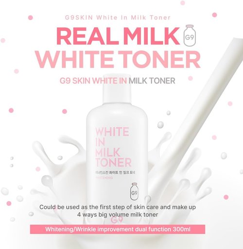 G9SKIN White In Milk Toner - Hydrating & Brightening Facial Toner with Niacinamide | 300ml / 10.14 Fl.Oz