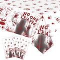 Halloween Bloody Handprint Table Cover & Backdrop Banner - Waterproof Disposable Plastic, 54x108 Inch, 3-Pack