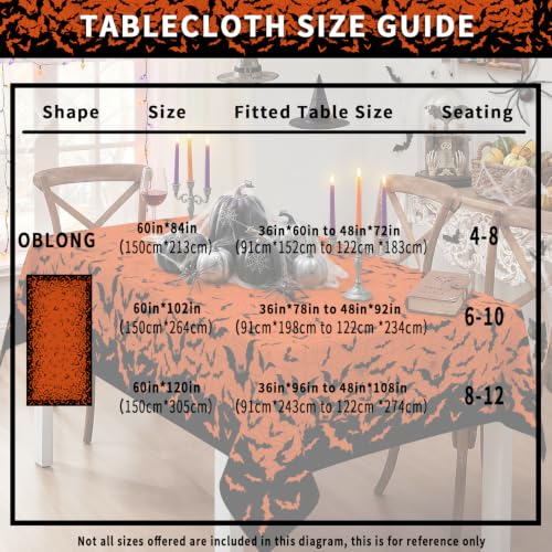 Halloween Spider Web Bat Tablecloth 60x102 Inch Rectangular Spooky Decor - Variation of Halloween-spider Web / 102 Inch x 60 Inch