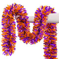 Halloween Garland 50FT Purple & Orange Tinsel Decor for Parties & Indoors