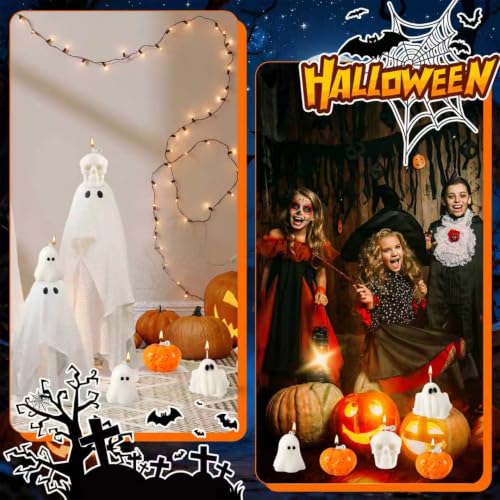 12-Pack Halloween Ghost & Pumpkin Candles Decorative Spooky Wax Candles