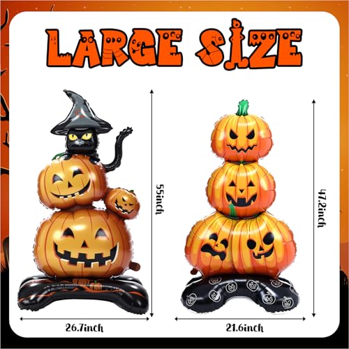 Halloween Pumpkin Foil Balloons Set - 55 Inch Standing Decor for Party