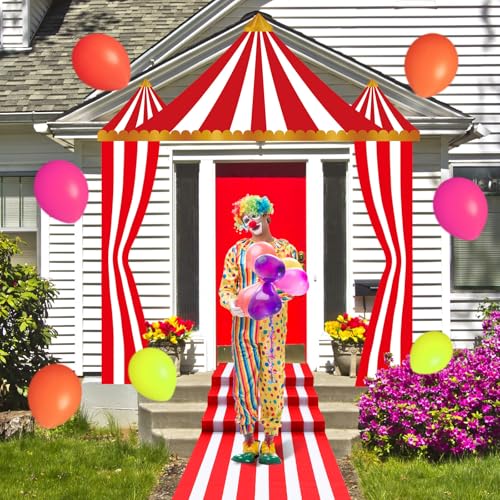 Fanfanwin 4-Piece Striped Circus Tent Decorations Carnival Party Set
