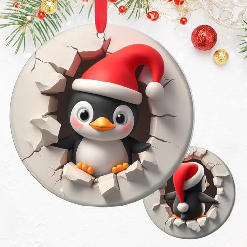 Penguin Christmas Ornament 2D - Cute Animal Holiday Decor, Variation 13