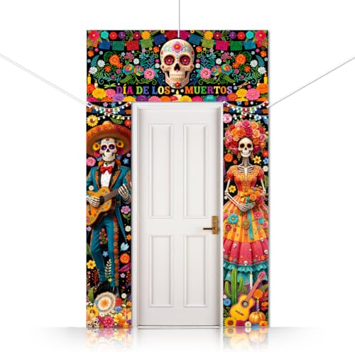 Altar Sugar Skull Themed Decorations Porch Sign Banner - 3 Pieces
