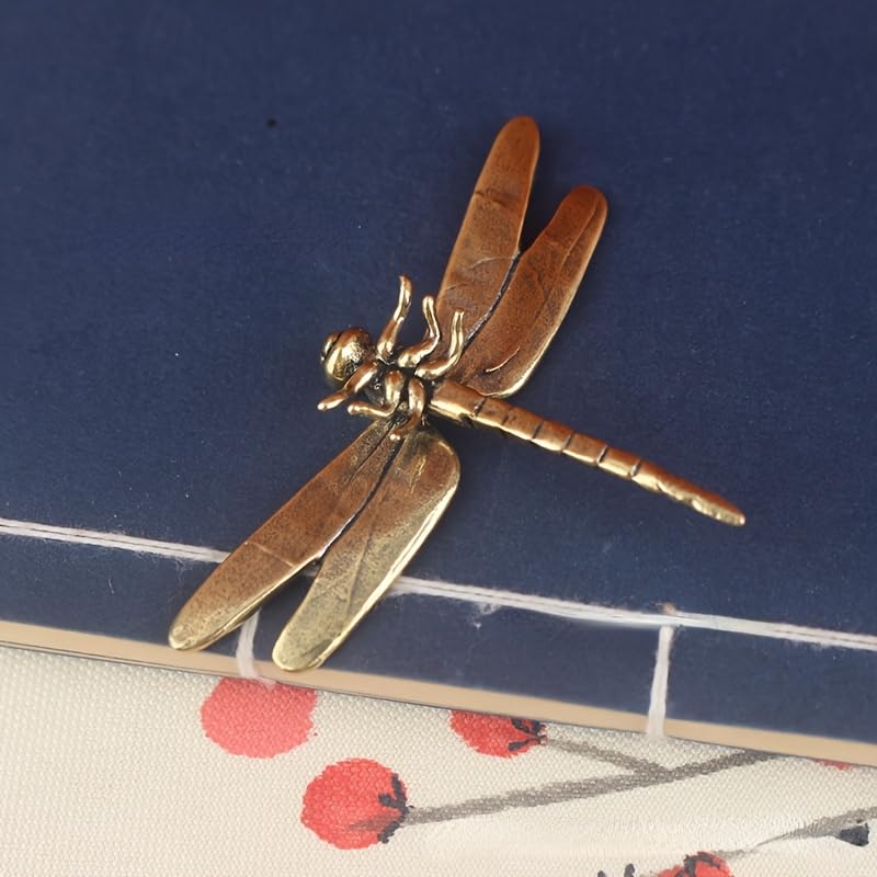 Brass Dragonfly Figurine - Antique-Style Home & Office Decor, Collectible Gift