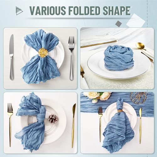 50 Pack Dusty Blue Cheesecloth Napkins 20x20 Inch Rustic Table Decor Set of 50