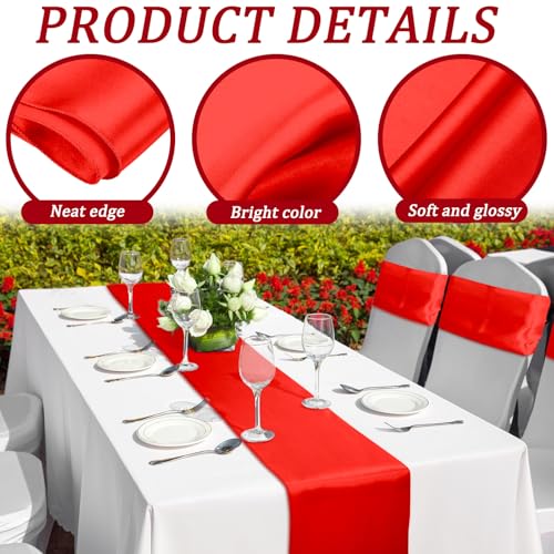 Bright Red Satin Table Runner 24 Pack, 12 x 108 Inch Party Decor - Variation of THIS listing