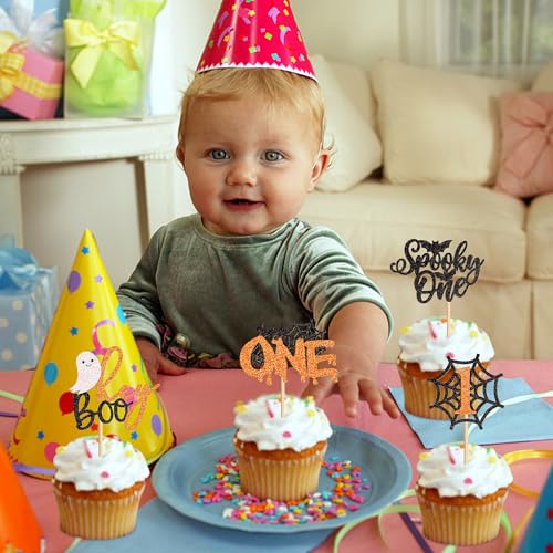 Halloween Cupcake Toppers 24Pcs Glitter Skull Picks for Spooky Party Decorations