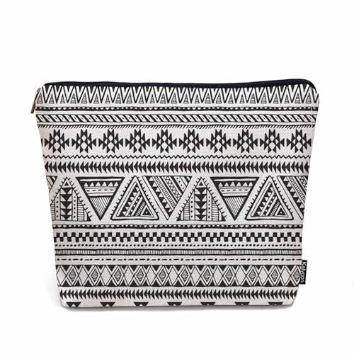 African Aztec Makeup Bag - 9 x 7.1 Inch Travel Cosmetic Organizer for Women