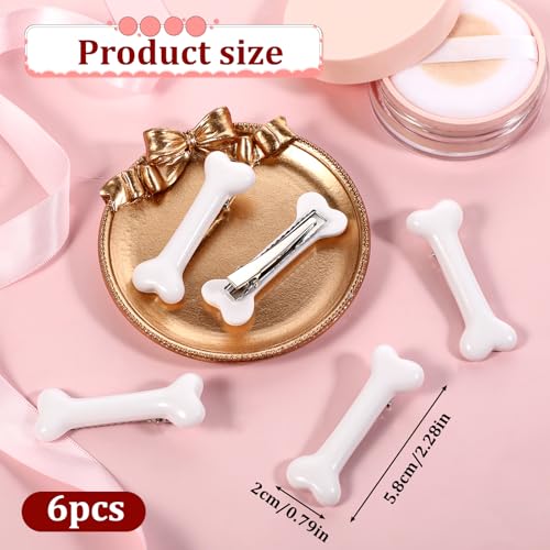 White Bone Hair Clips Set - 6 Stylish Hairpins for Women & Girls