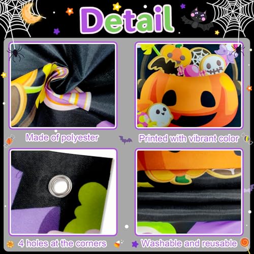 Halloween Birthday Backdrop Banner Decorations - Boo Ghost Theme, 6x3.6 ft