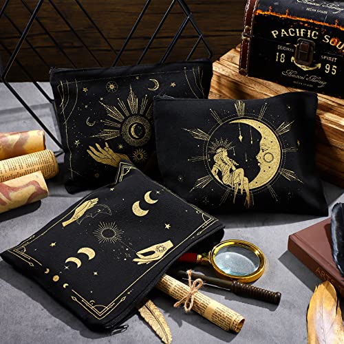 Witch Tarot Makeup Bags Set - Gothic Cosmetic Pouches for Women, 12 Pieces