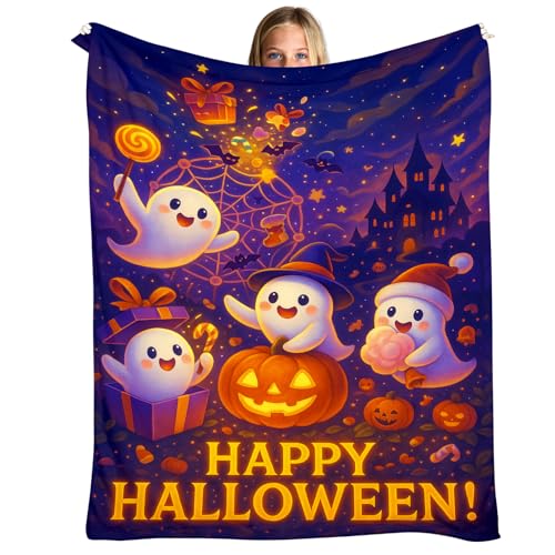 Halloween Throw Blanket 60x50 Inches - Soft Flannel Pumpkin Ghost Decor - Cozy Autumn Home Accessory - Variation of THIS listing