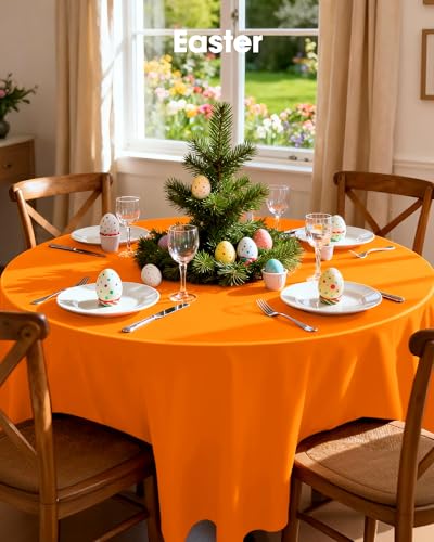 Pureegg Disposable Plastic Tablecloth 84 Inch Round - Orange, 20 Pack