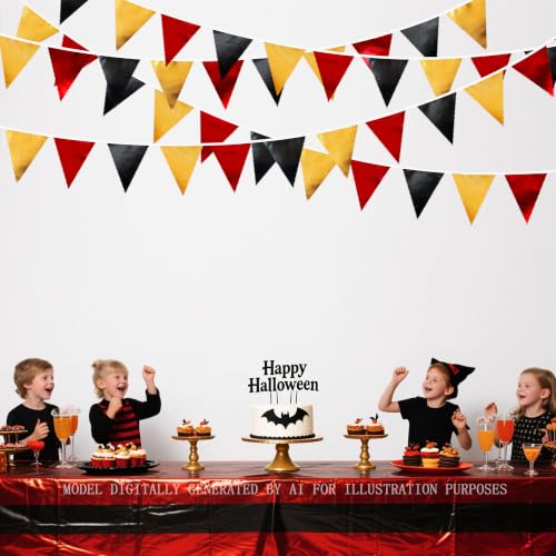 Red Black Gold Party Decorations Triangle Pennant Banner Flag Bunting Garland - 32ft