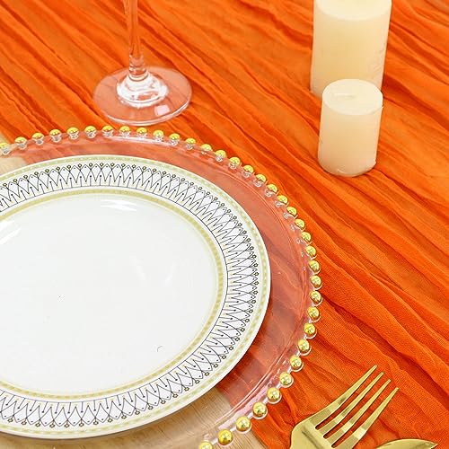 36x10FT Orange Cheesecloth Table Runner 2 Pack Rustic Boho Sheer Gauze for Dining & Events