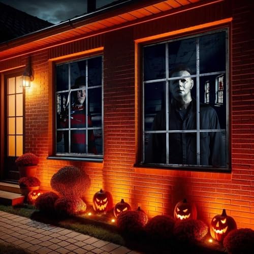 Halloween Window Decorations Scary Curtain Haunted House Horror - Blue Variation