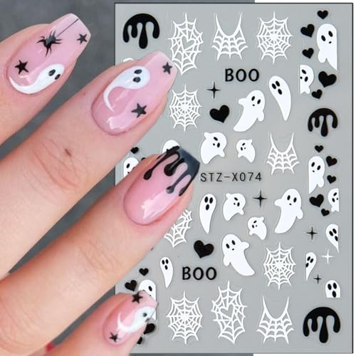 Halloween Nail Stickers Set 6 Sheets Ghost Spider Web Decals Halloween Style 1