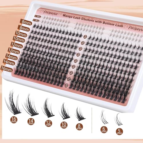 H-Spiky Eyelash Clusters - Manga Style Wispy Eyelash Extensions 330Pcs, 8-16mm, Natural Look