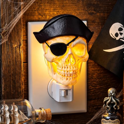 3D Skull Night Light with Auto Sensor, Warm LED, Plug-in Wall Decor - Skull Variation