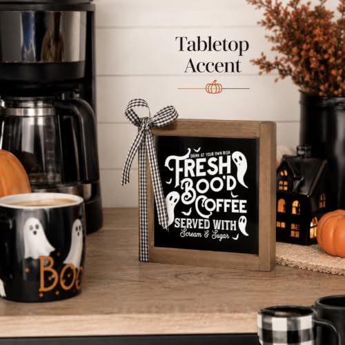 Halloween Coffee Bar Decor Sign Freshly Booed Coffee - Black 2