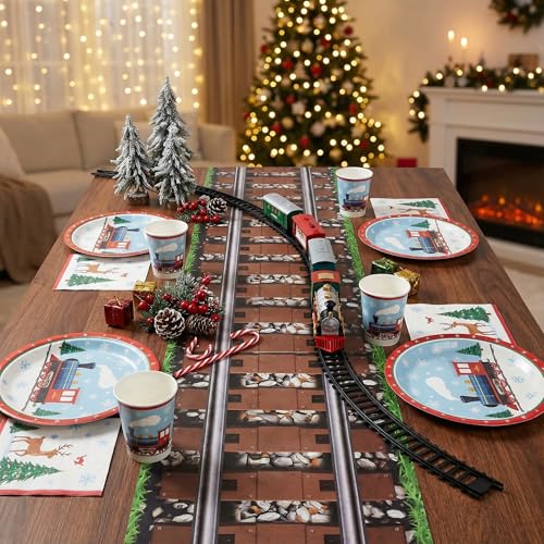 Railroad Track Table Runner for Western Party Decorations 15 Inch x 32 Ft